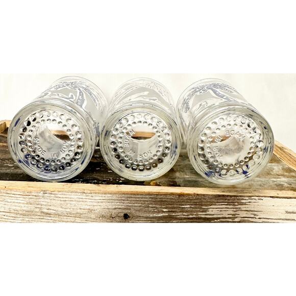 Vintage Set of Three, 7oz Frosted and Embossed Blue Palm Tree Tumblers - Picture 5 of 8